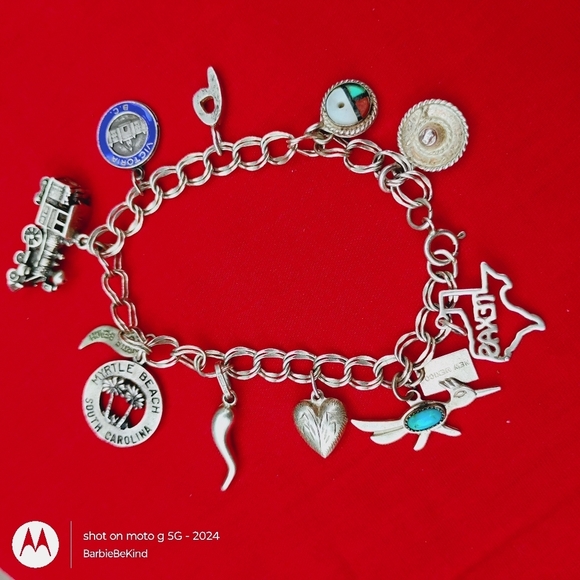 $5 Strt On Sat 12:30!Vtg Sterling Silver Charm Bracelet 12 Sterling Chrms. 7.5"​ - Picture 15 of 15